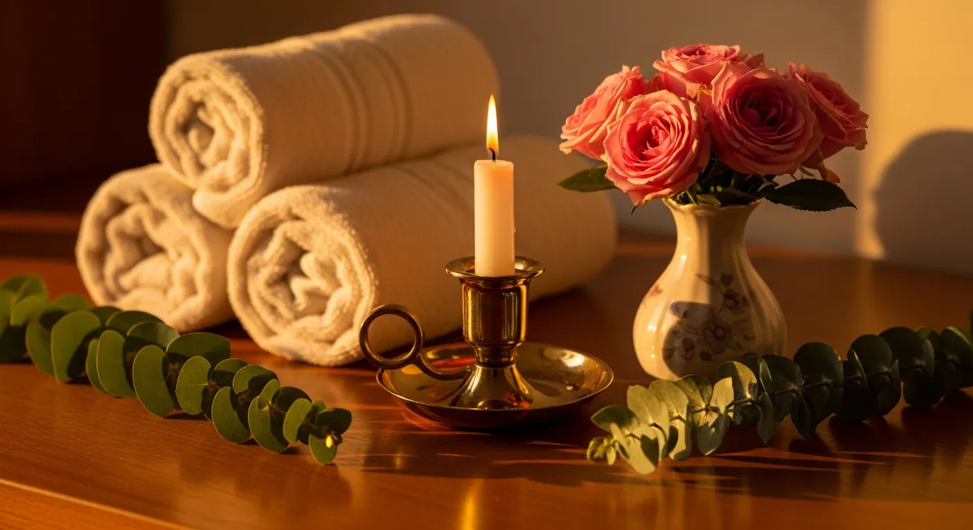 KC Med Spa Group luxury spa ambiance with candles and roses